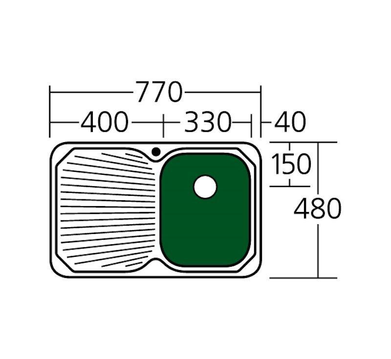 Oliveri Petite Single Bowl Topmount Sink L/H Drainer 1Th - Burdens Plumbing