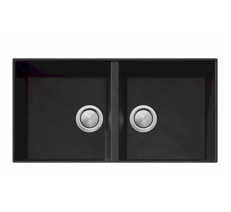 Oliveri Santorini Black Double Bowl Undermount Sink Nth - Burdens Plumbing