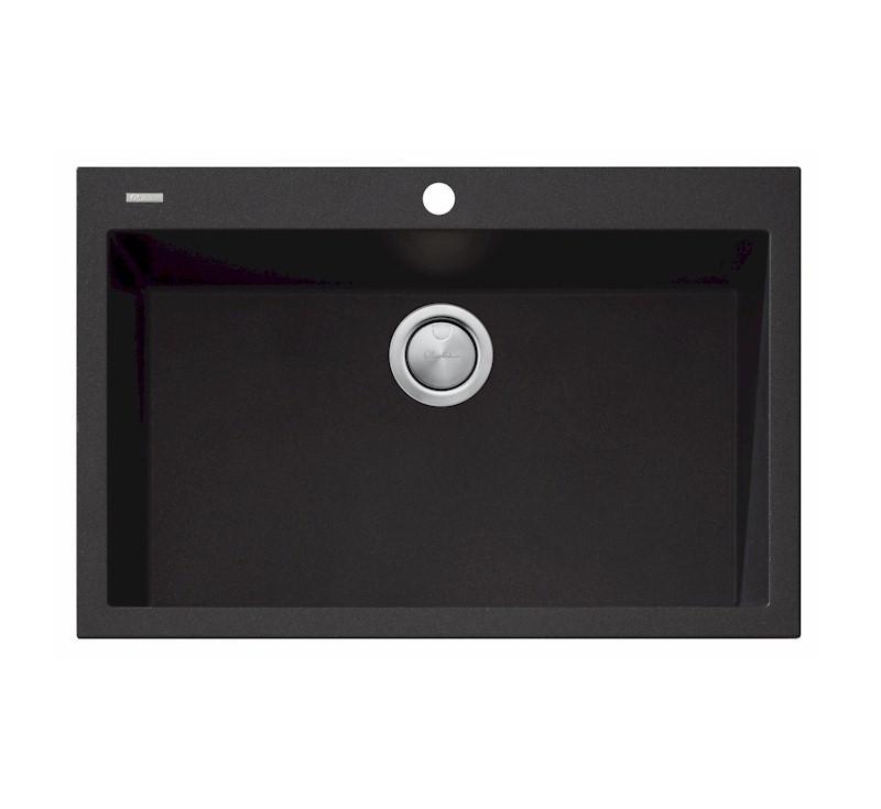Oliveri Santorini Black Mega Bowl Topmount Sink 1Th - Burdens Plumbing