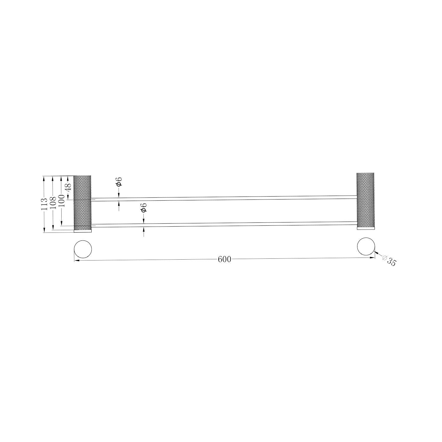 Opal Double Towel Rail Brushed Gold 600mm - Burdens Plumbing