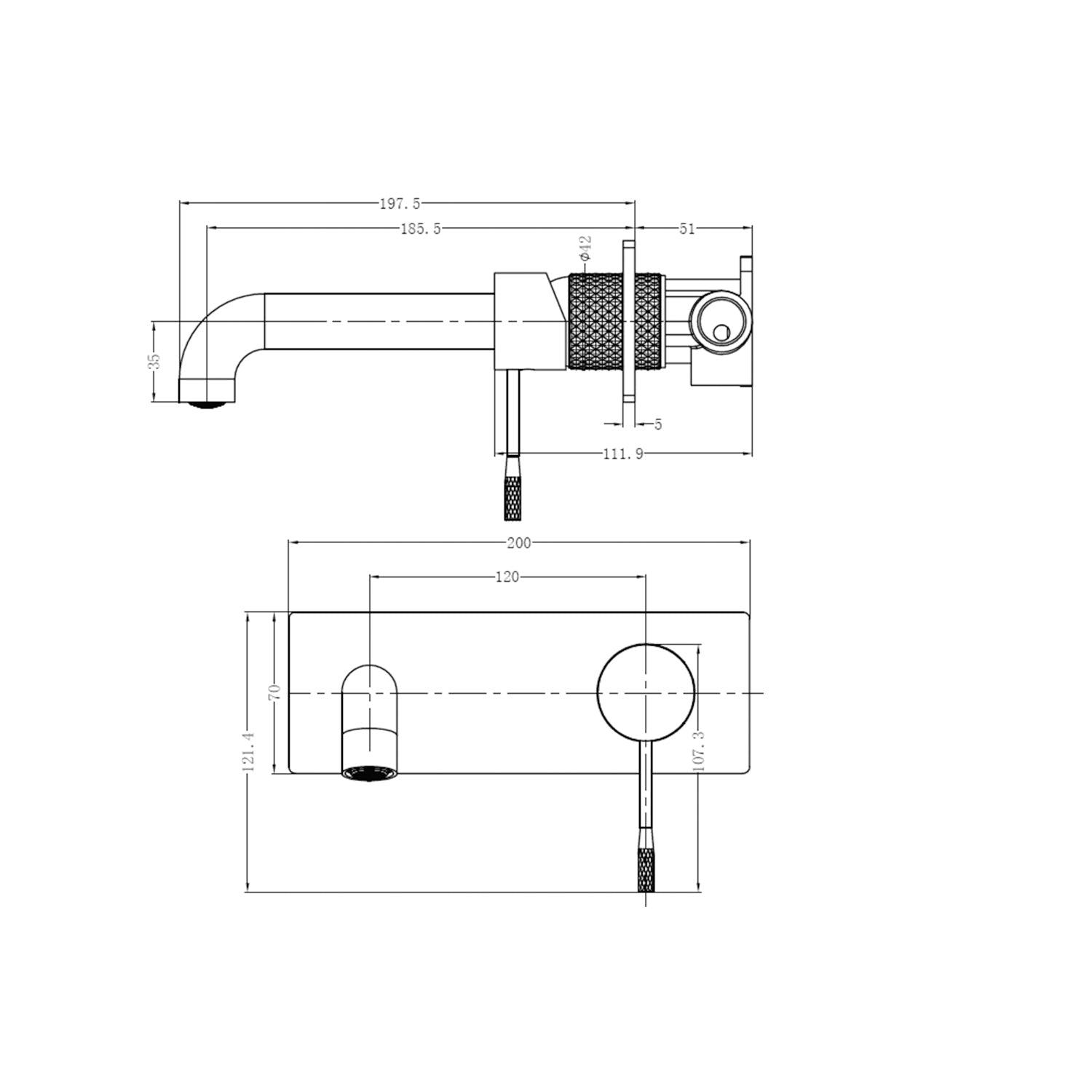 Opal Wall Basin/Bath Mixer Brushed Gold - Burdens Plumbing