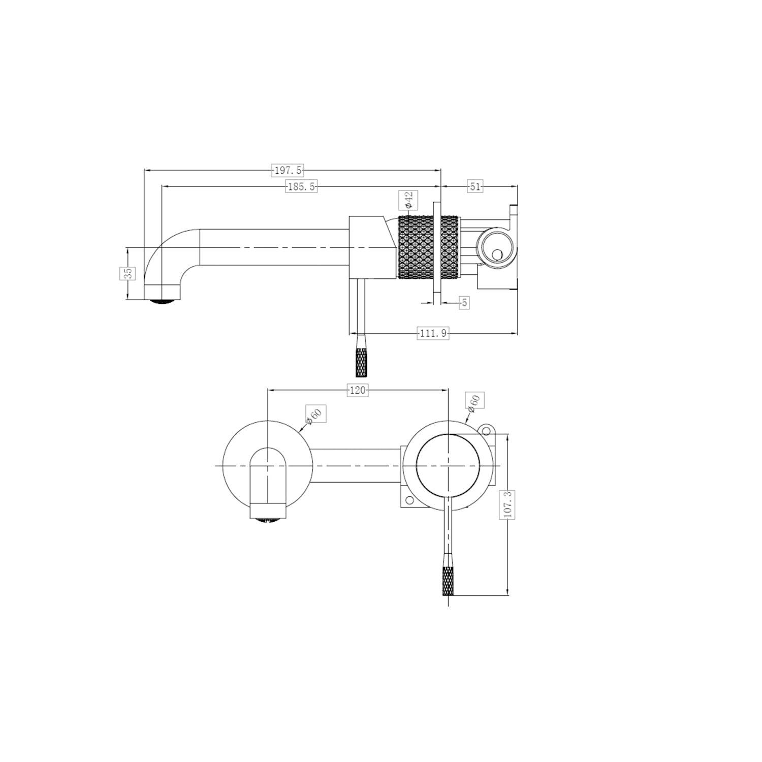 Opal Wall Basin/Bath Mixer Brushed Gunmetal - Burdens Plumbing