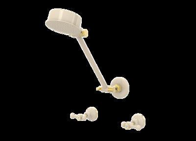 PAR BELL SHOWER SET ADJUSTABLE ARM LEVER IVORY & GOLD - Burdens Plumbing