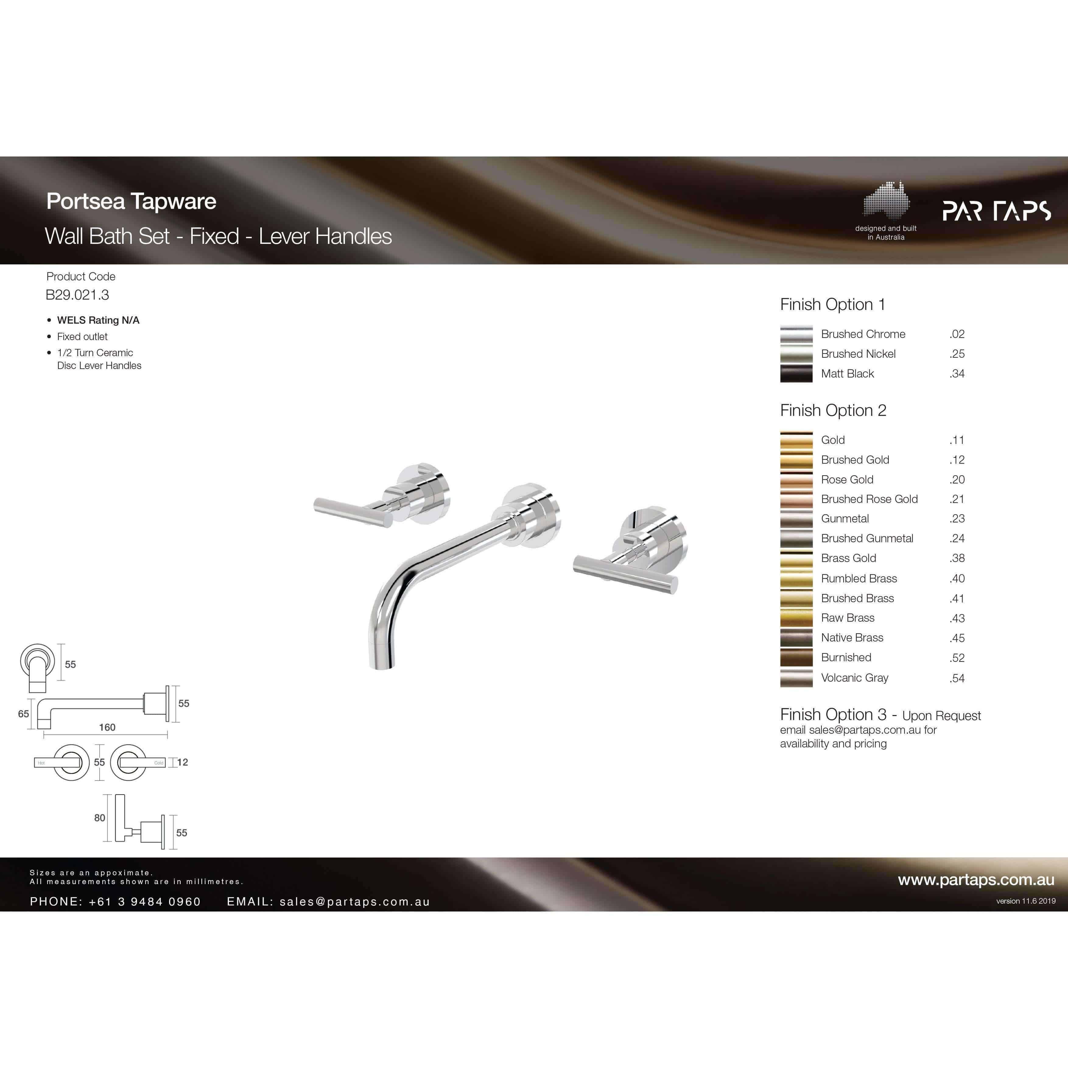 Par Portsea Lever Bath Set Chrome (B29.021.3.01) - Burdens Plumbing