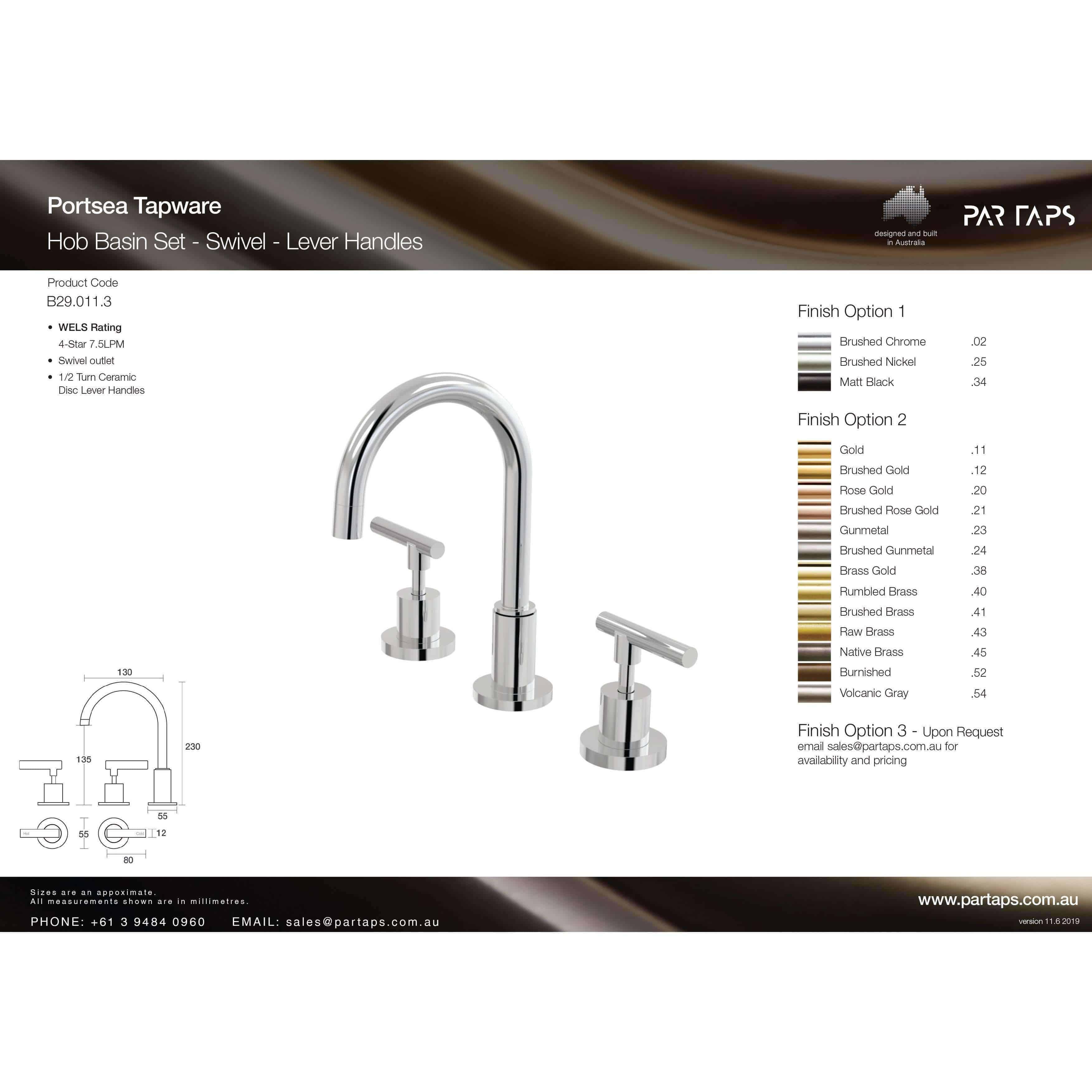 Par Portsea Lever Swivel Basin Set Chrome (B29.011.3.01) - Burdens Plumbing