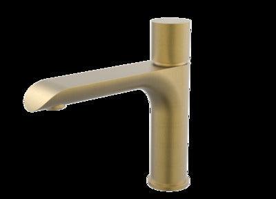 Par Sol Basin Mixer 125Mm Rumbled Brass - Burdens Plumbing