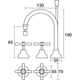 Par Tap Bell Hob Bidet Set - 130mm - Chrome - Burdens Plumbing