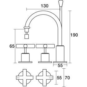 Par Tap Portsea Hob Bidet Set - 130mm - Chrome - Burdens Plumbing