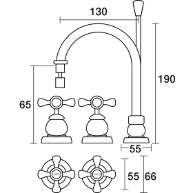 Par Tap Tudor Hob Bidet Set - 120mm - Chrome - Burdens Plumbing