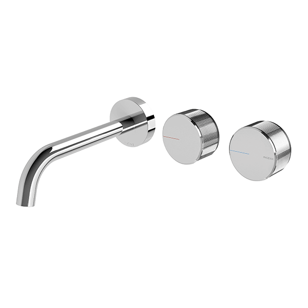 Phoenix Axia Wall Basin/Bath Curved Outlet Hostess Set 180mm Chrome - Burdens Plumbing