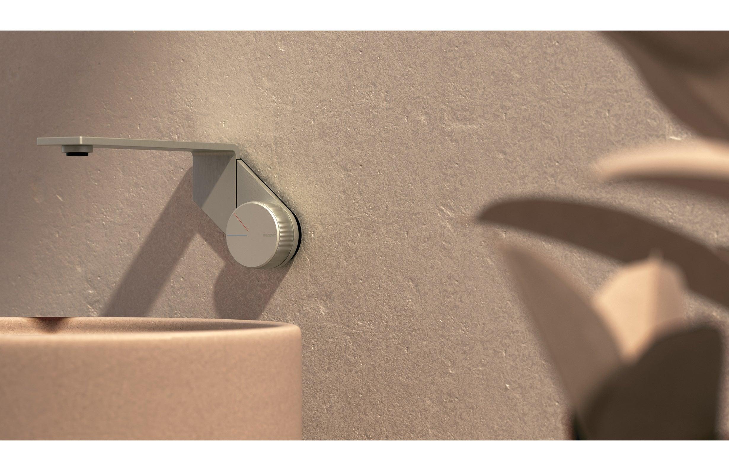 Phoenix Axia Wall Basin/Bath Mixer Set 200mm - Brushed Nickel - Burdens Plumbing