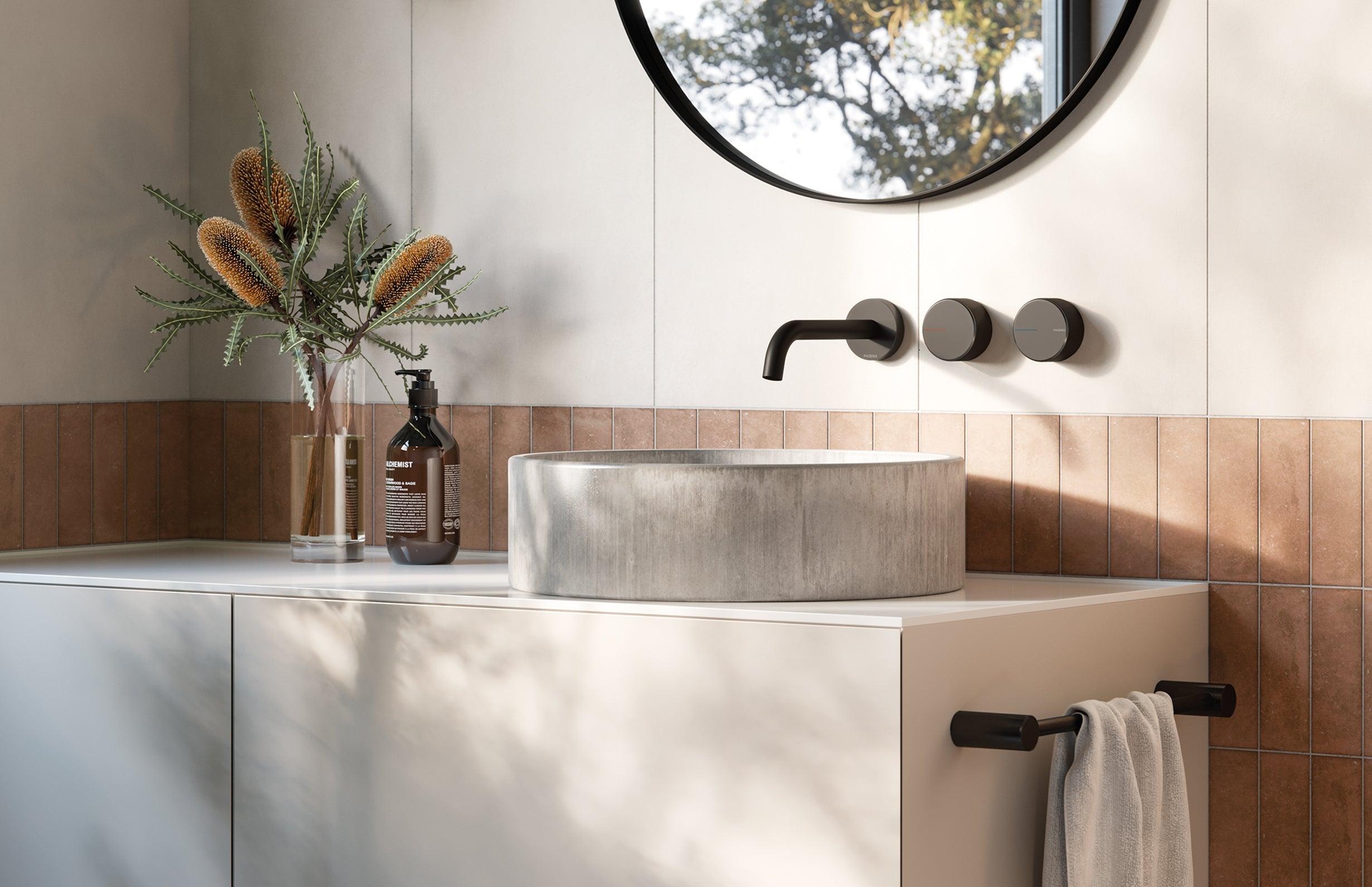 Phoenix Axia Wall Top Assemblies 15mm Extended Spindles - Matte Black - Burdens Plumbing