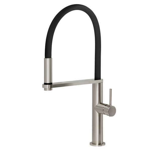 Phoenix Blix Flexible Hose Sink Mixer (Round) - Brushed Nickel - Burdens Plumbing