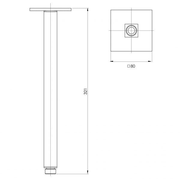 Phoenix Lexi Ceiling Arm Only 300mm Square - Brushed Nickel - Burdens Plumbing