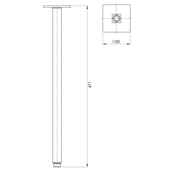 Phoenix Lexi Ceiling Arm Only 450mm - Brushed Nickel - Burdens Plumbing