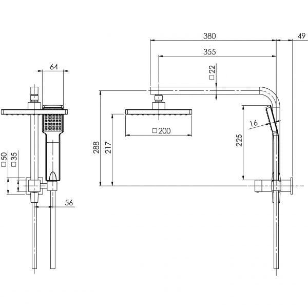 Phoenix Lexi Compact Twin Shower - Brushed Nickel - Burdens Plumbing