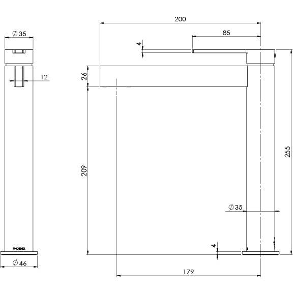 Phoenix Lexi Mkii Vessel Mixer Chrome - Burdens Plumbing