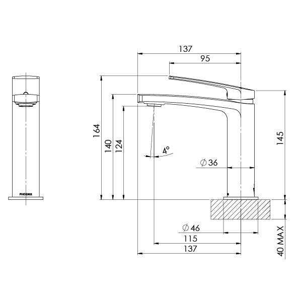 Phoenix Mekko Basin Mixer - Brushed Nickel - Burdens Plumbing