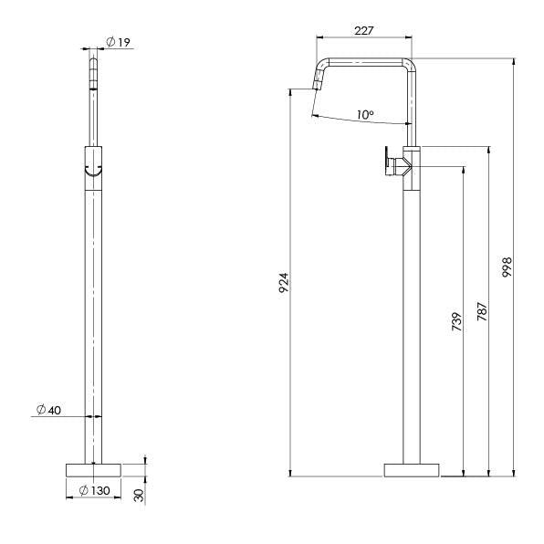 Phoenix Mekko Floor Mounted Bath Mixer - Chrome - Burdens Plumbing