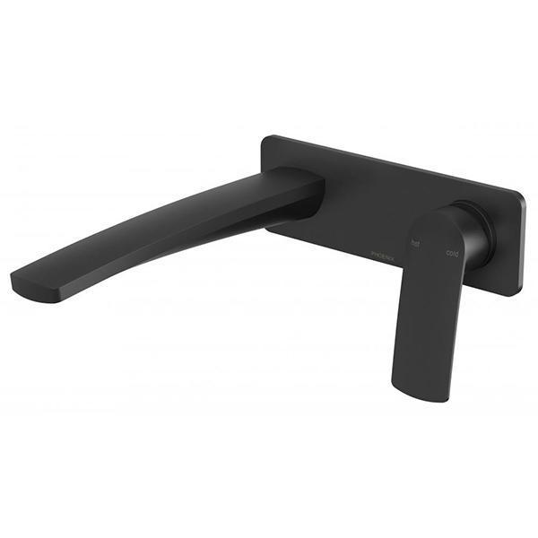 Phoenix Mekko Wall Basin/Bath Mixer Set 200mm - Matte Black - Burdens Plumbing
