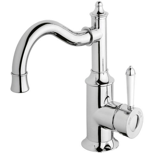 Phoenix Nostalgia Basin Mixer 160mm Shepherds Crook - Chrome/White - Burdens Plumbing
