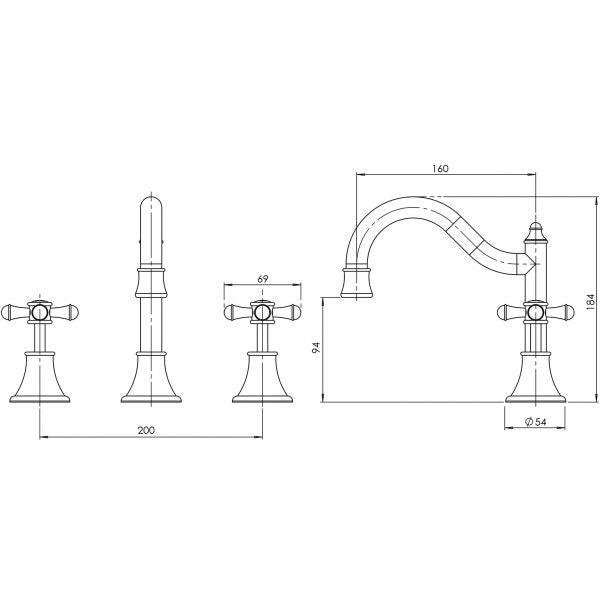 PHOENIX NOSTALGIA BASIN SET WITH SHEPHERDS CROOK CHROME - Burdens Plumbing