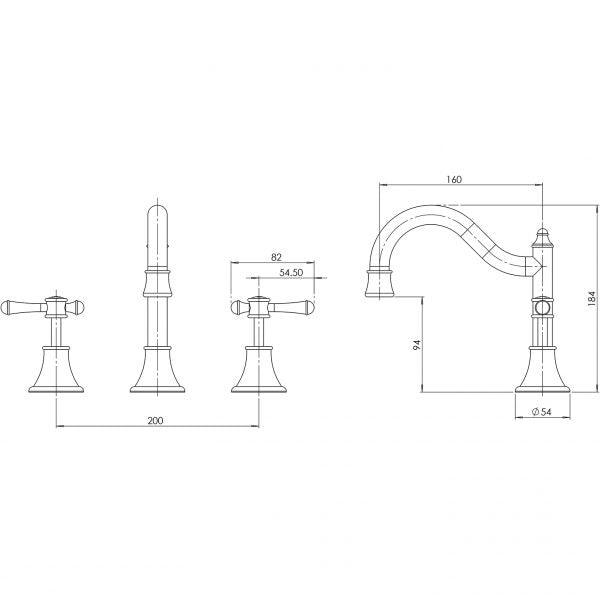 Phoenix Nostalgia Lever Basin Set Shepherds Crook - Burdens Plumbing