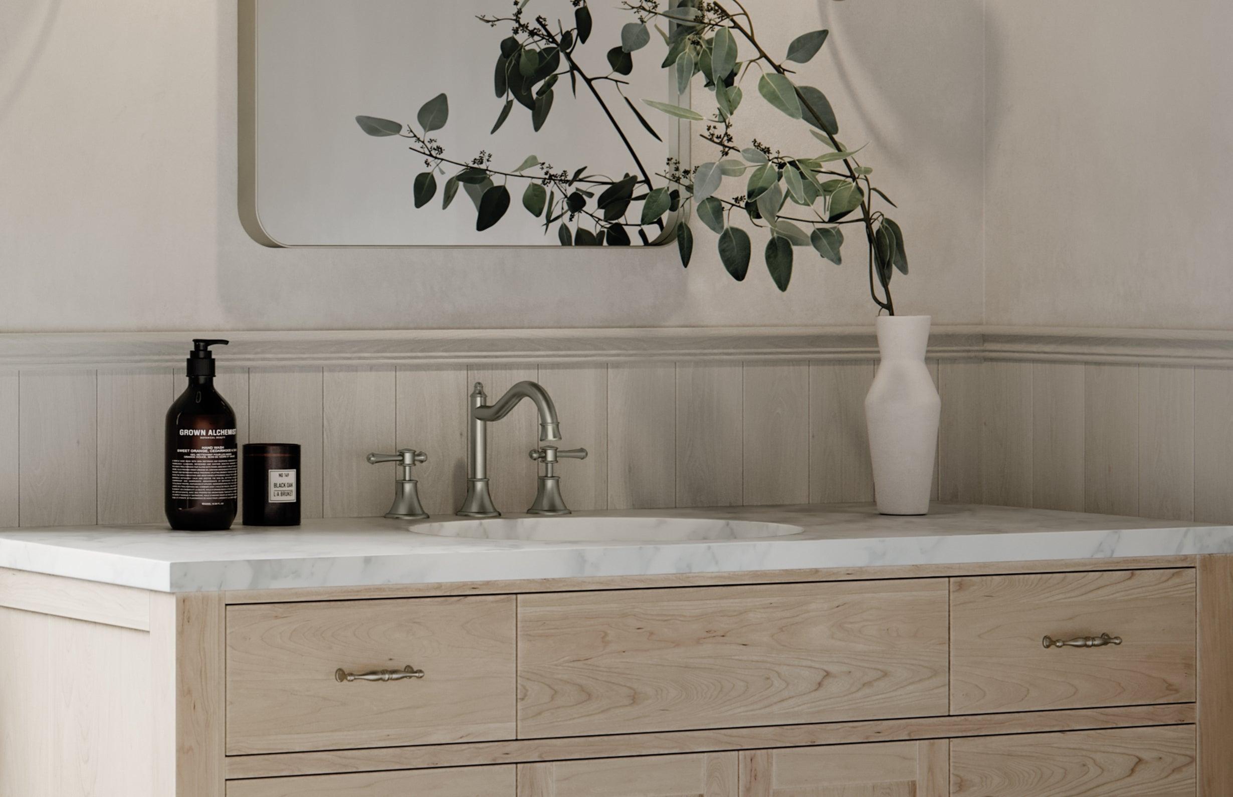 Phoenix Nostalgia Lever Basin Set Shepherds Crook Brushed Nickel - Burdens Plumbing