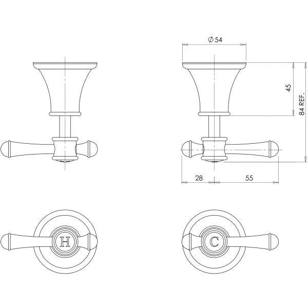 Phoenix Nostalgia Lever Wall Top Assemblies Brushed Nickel - Burdens Plumbing