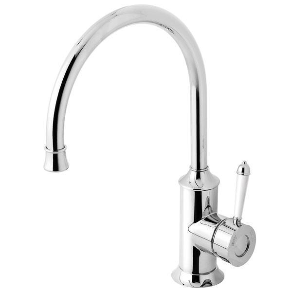 Phoenix Nostalgia Sink Mixer 220mm Gooseneck- Chrome/White - Burdens Plumbing