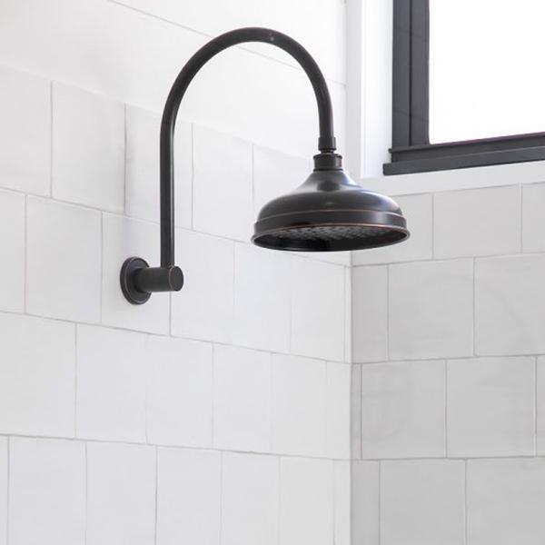 Phoenix Nostalgia Vintage Shower Arm & Rose - Antique Black - Burdens Plumbing