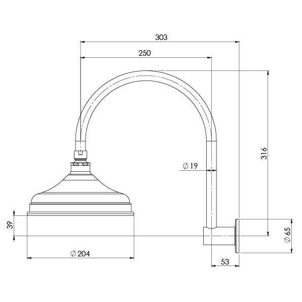 Phoenix Nostalgia Vintage Shower Arm & Rose Chrome - Burdens Plumbing