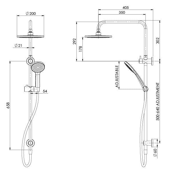 Phoenix Pina Twin Shower Matte Black 153-6500-10 - Burdens Plumbing