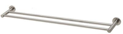 Phoenix RadII Double Towel Rail 800mm Round Plate Brushed Nickel Ra812 Bn - Burdens Plumbing