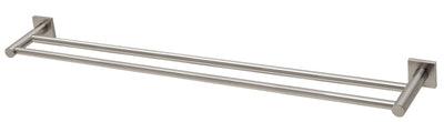 Phoenix RadII Double Towel Rail 800mm Square Plate Brushed Nickel Rs812 Bn - Burdens Plumbing