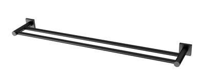 PHOENIX RADII DOUBLE TOWEL RAIL 800MM SQUARE PLATE MATT BLACK RS812MB - Burdens Plumbing