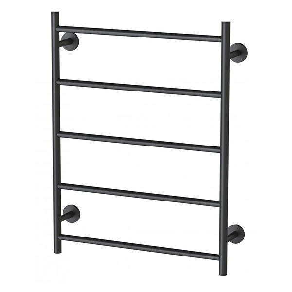 Phoenix Radii Heated Towel Ladder 550mm Round Plate - Matte Black - Burdens Plumbing