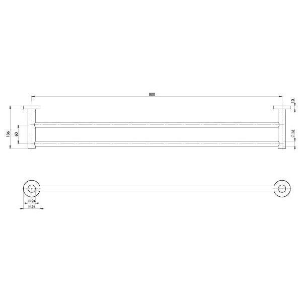 Phoenix Radii Stainless Steel Double Towel Rail Round Plate - Burdens Plumbing