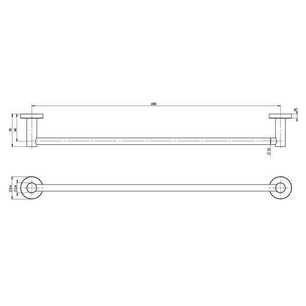Phoenix Radii Stainless Steel Single Towel Rail Round Plate - Burdens Plumbing