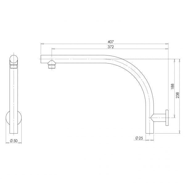 Phoenix Rush Shower Arm Only-Brushed Nickel - Burdens Plumbing