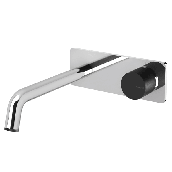 Phoenix Toi Wall Basin/Bath Mixer Set-Chrome/Matte Black - Burdens Plumbing
