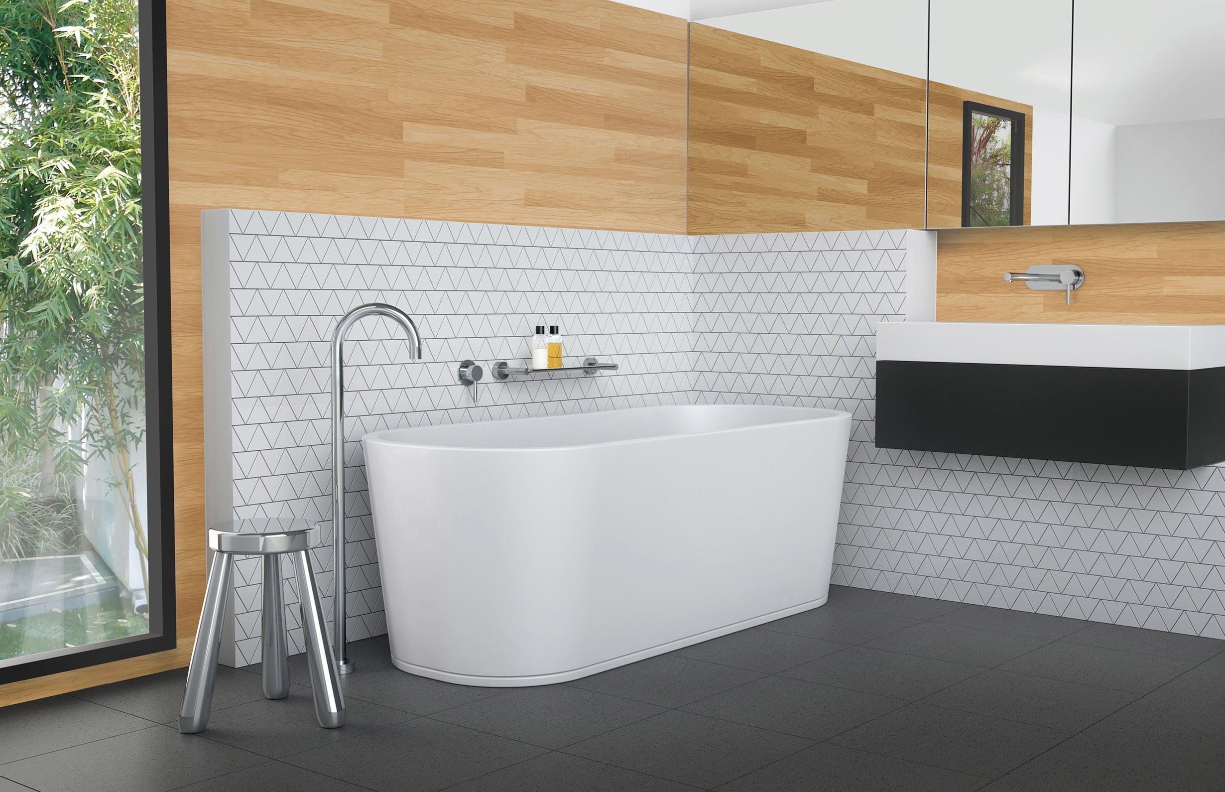 Phoenix Vivid Floor Mounted Bath Outlet 940mm - Brushed Nickel - Burdens Plumbing