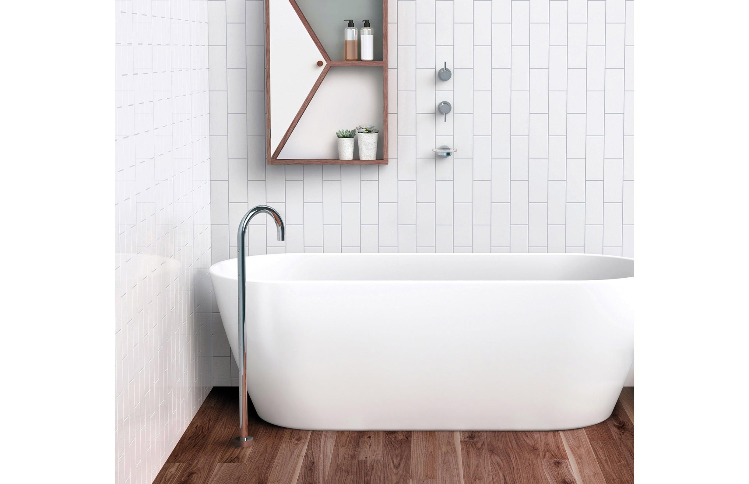 Phoenix Vivid Floor Mounted Bath Outlet 940mm - Brushed Nickel - Burdens Plumbing