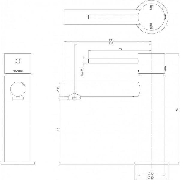 Phoenix Vivid Slimline Basin Mixer Matte Black - Burdens Plumbing
