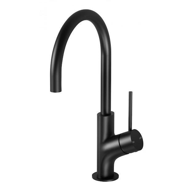 Phoenix Vivid Slimline Oval Sink Mixer 160mm Gooseneck-Matte Black - Burdens Plumbing
