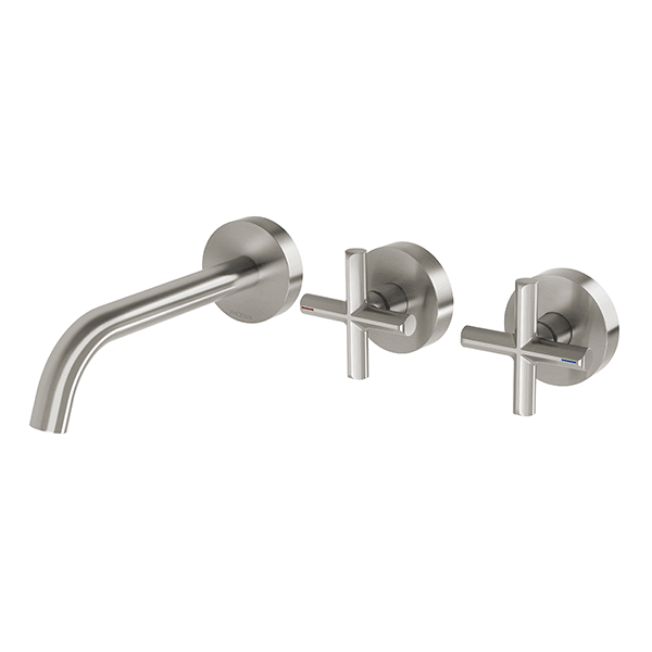 Phoenix Vivid Slimline Plus Wall Basin/Bath Hostess Set 180mm Brushed Nickel - Burdens Plumbing