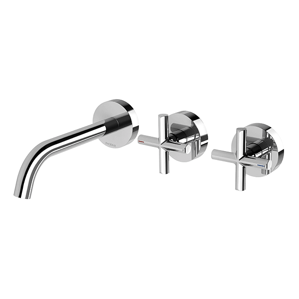 Phoenix Vivid Slimline Plus Wall Basin/Bath Hostess Set 180mm Chrome - Burdens Plumbing