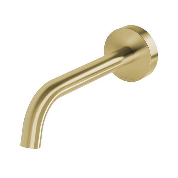 Phoenix Vivid Slimline Plus Wall Basin/Bath Outlet 180mm - Brushed Gold - Burdens Plumbing
