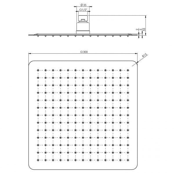 Phoenix Vivid Slimline Shower Rose 300mm Square - Burdens Plumbing