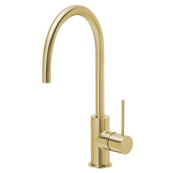 Phoenix Vivid Slimline Side Lever Sink Mixer 220mm Gooseneck Brushed Gold - Burdens Plumbing